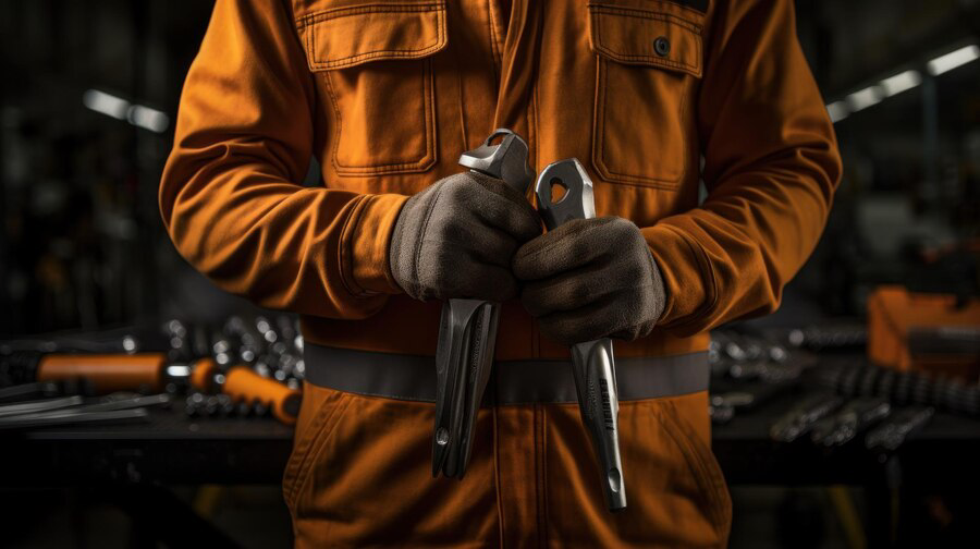 auto technician holding tools while standing service